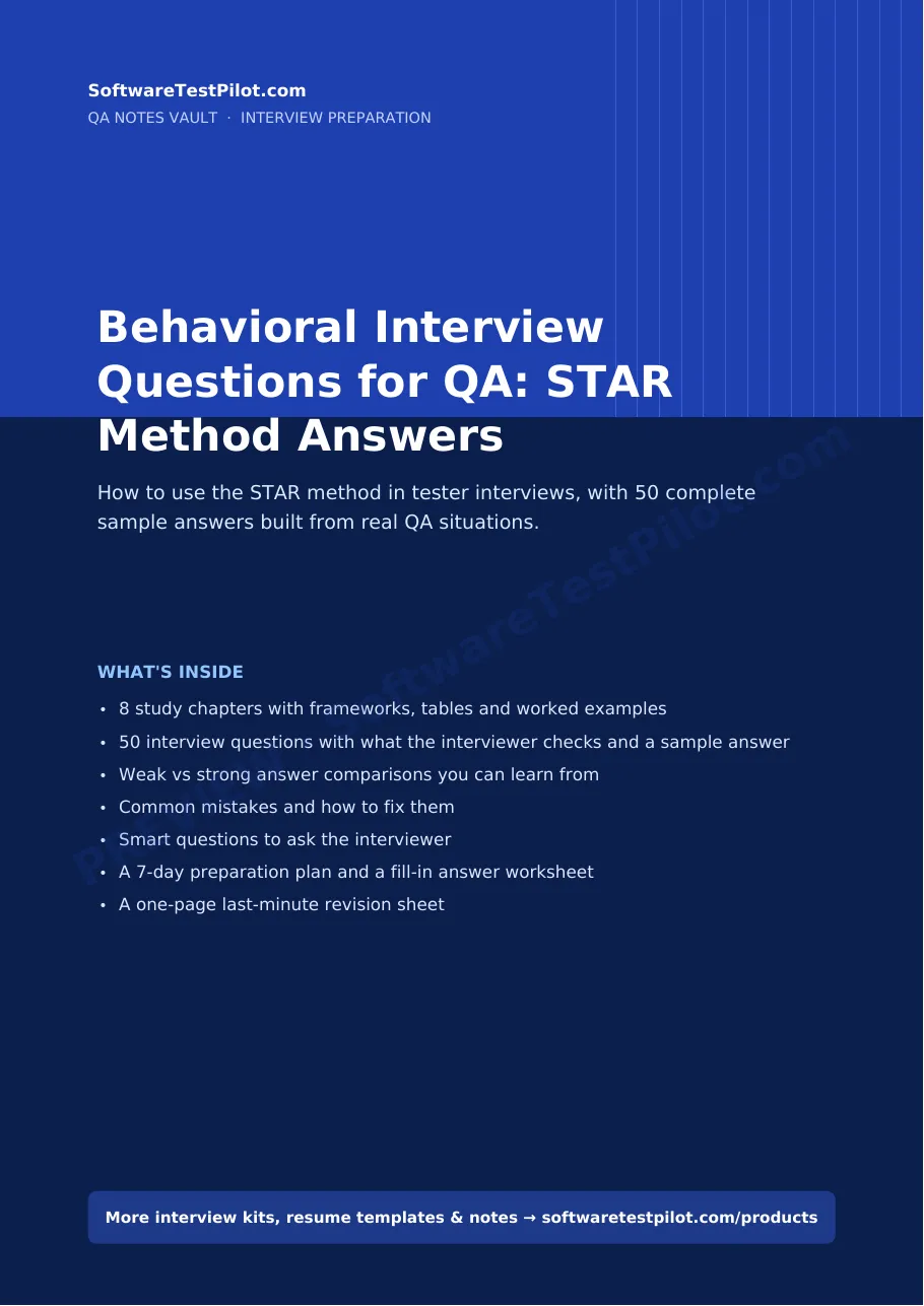 First-page preview of Behavioral Interview Questions for QA: STAR Method Answers