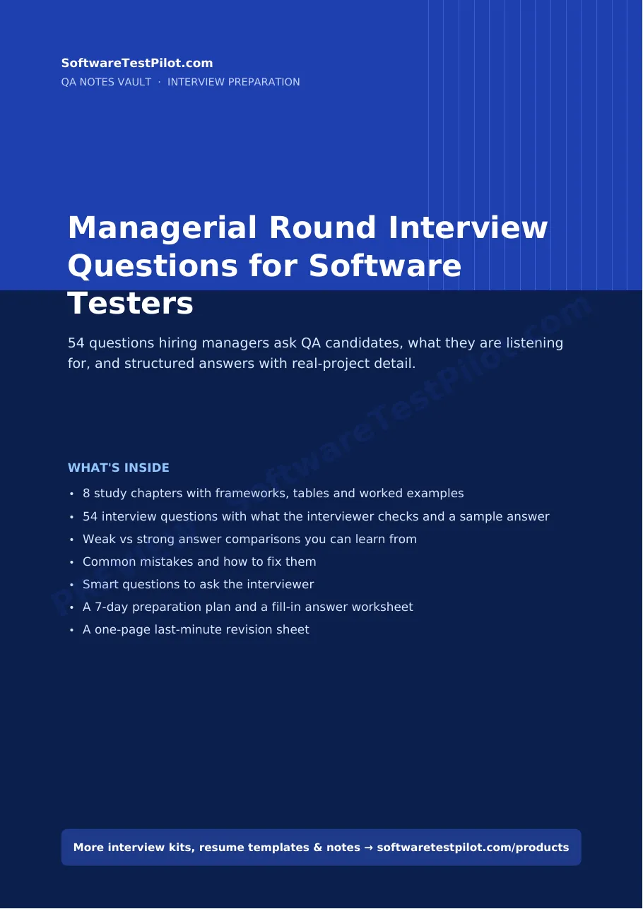 First-page preview of Managerial Round Interview Questions for Software Testers