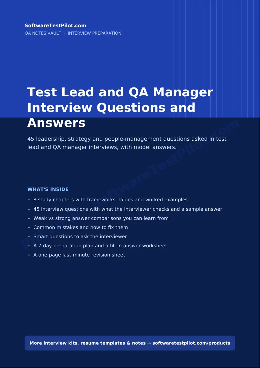 First-page preview of Test Lead and QA Manager Interview Questions and Answers