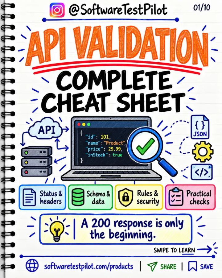 First-page preview of API Validation Complete Cheat Sheet