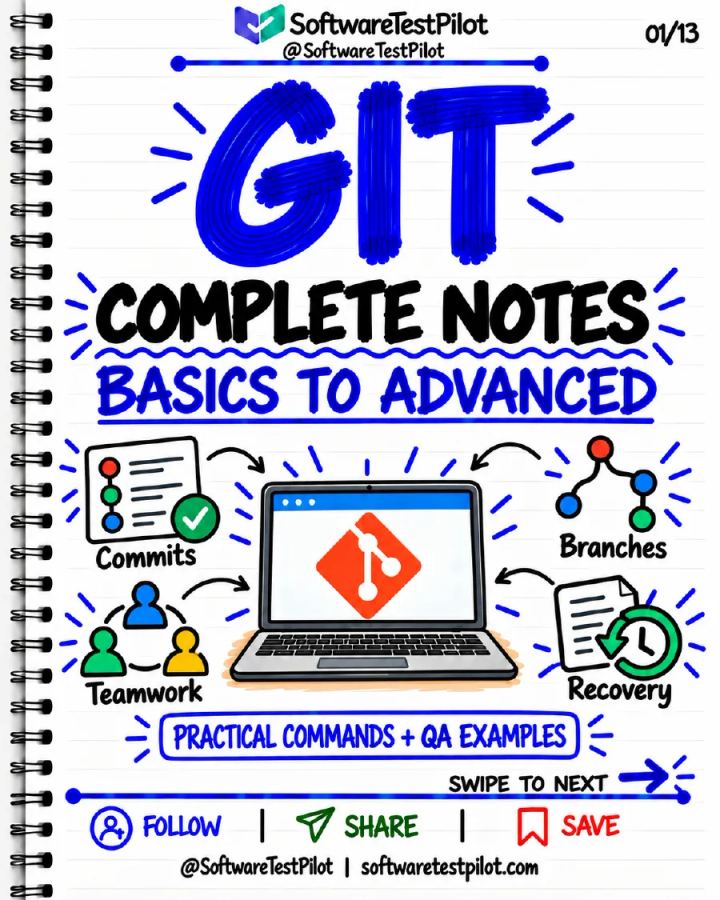 First-page preview of Git Basics to Advanced: Complete Notes (Updated)