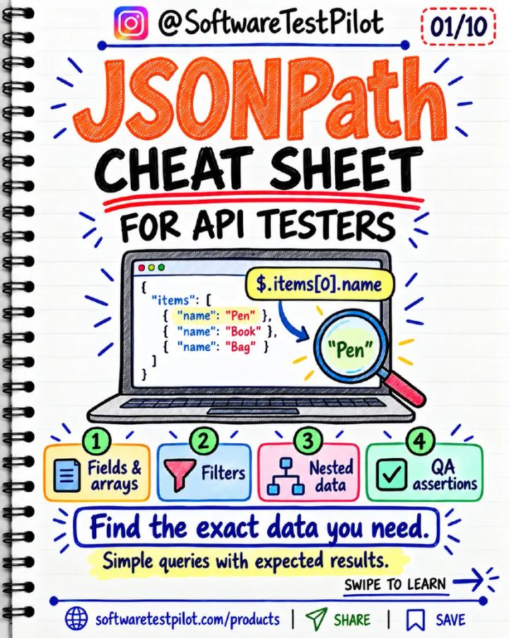 First-page preview of JSONPath Cheat Sheet for API Testers