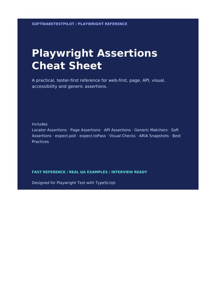 First-page preview of Playwright Assertions Cheat Sheet