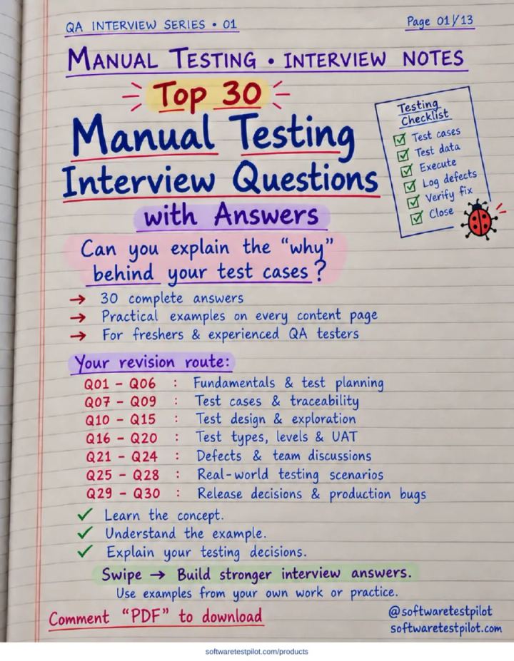 First-page preview of Top 30 Manual Testing Interview Questions with Answers